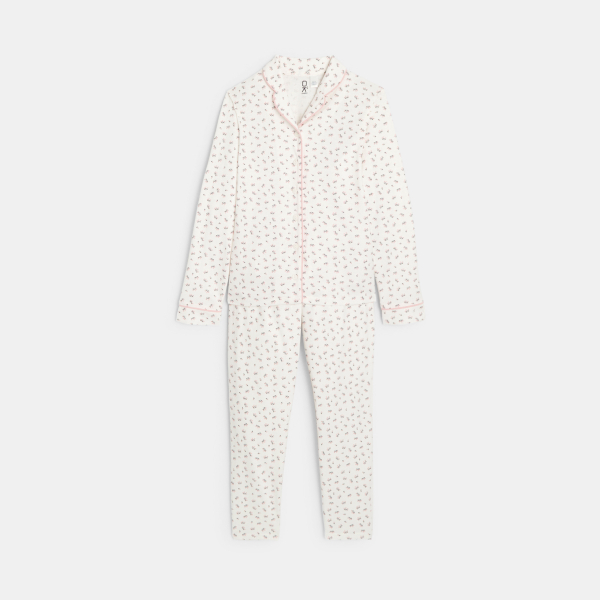 منامة من الجيرسي السميك مزينة برسوم، باللون الوردي للفتيات